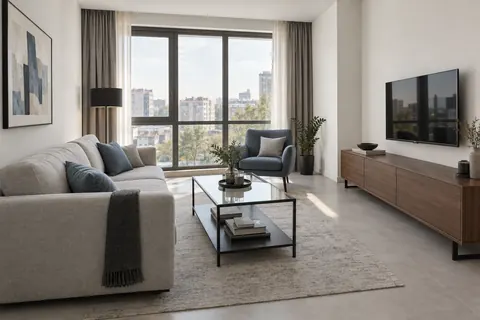 Modern tarzında bir salon. MoodBrief’te üretilmiş örnek görsel.